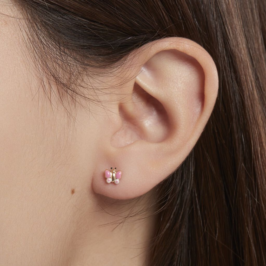 Boucles D'oreilles Puces Sienna Papillon Or Jaune - Clous d'oreilles Enfant | Histoire d’Or