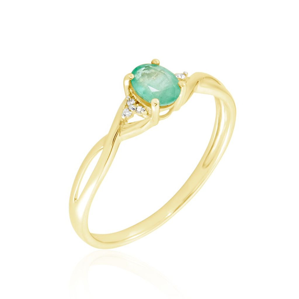 Bague Or Jaune Cassie Emeraude Diamants - Bagues solitaires Femme | Histoire d&rsquo;Or