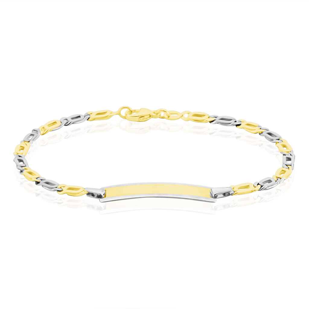 Bracelet Identit&eacute; Fanelia Maille Marine Or Bicolore - Bracelets Communion Enfant | Histoire d&rsquo;Or