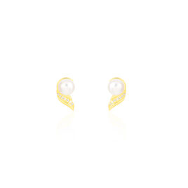 Boucles D'oreilles Puces Antoinette Or Jaune Perle De Culture - Clous d'oreilles Femme | Histoire d’Or