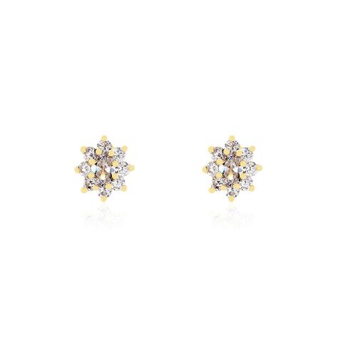Boucles D'oreilles Puces Lisea Plaqué Or Oxydes De Zirconium - Boucles d'oreilles fantaisie Femme | Histoire d’Or