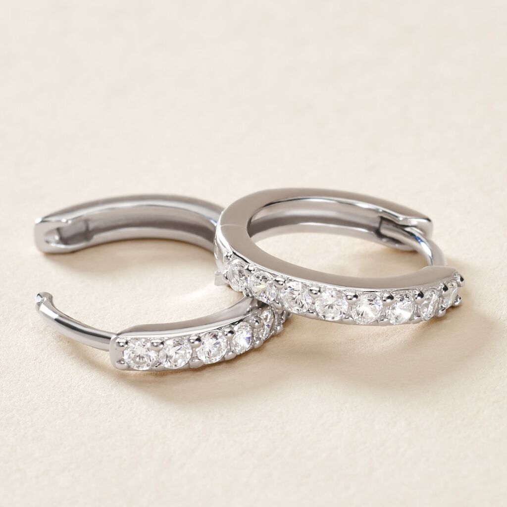 Créoles Jussi Argent Blanc Oxyde De Zirconium - Boucles d'oreilles créoles Femme | Histoire d’Or