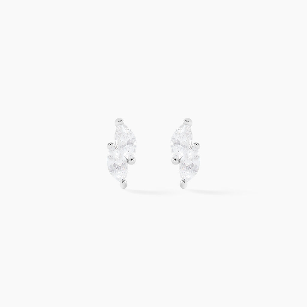 Boucles D'oreilles Puces Winter Sweetness Argent Blanc Oxyde - Boucles d'oreilles fantaisie Femme | Histoire d&rsquo;Or