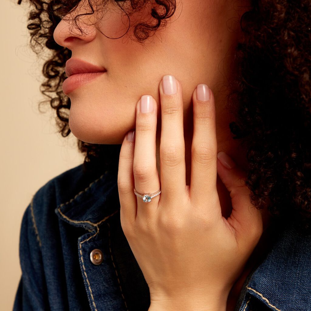 Bague Or Blanc Manon Topaze Oxydes De Zirconium - Bagues solitaires Femme | Histoire d’Or