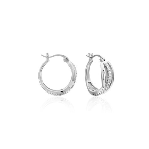 Créoles Roseann Argent Blanc Oxyde De Zirconium - Boucles d'oreilles créoles Femme | Histoire d’Or