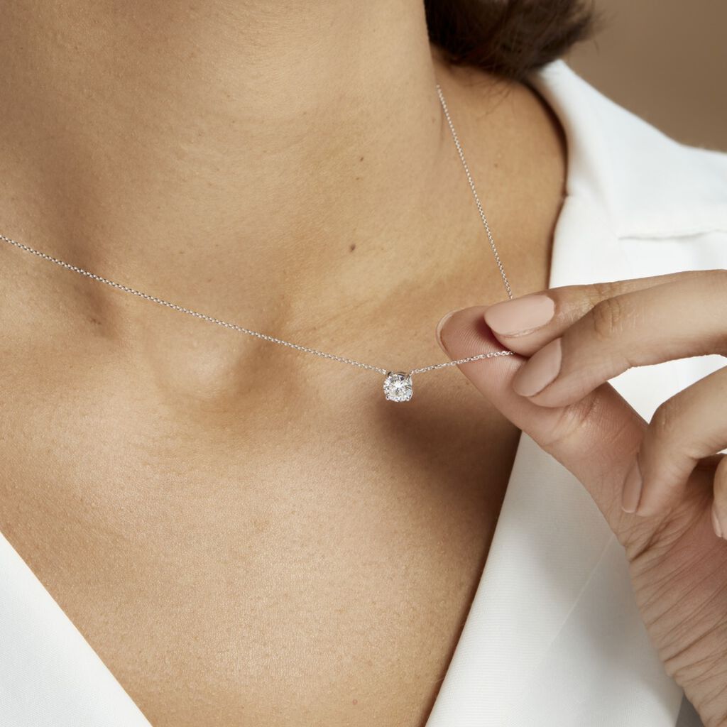 Collier Collection Aphrodite Or Blanc Diamant Synthetique - Colliers Femme | Histoire d’Or