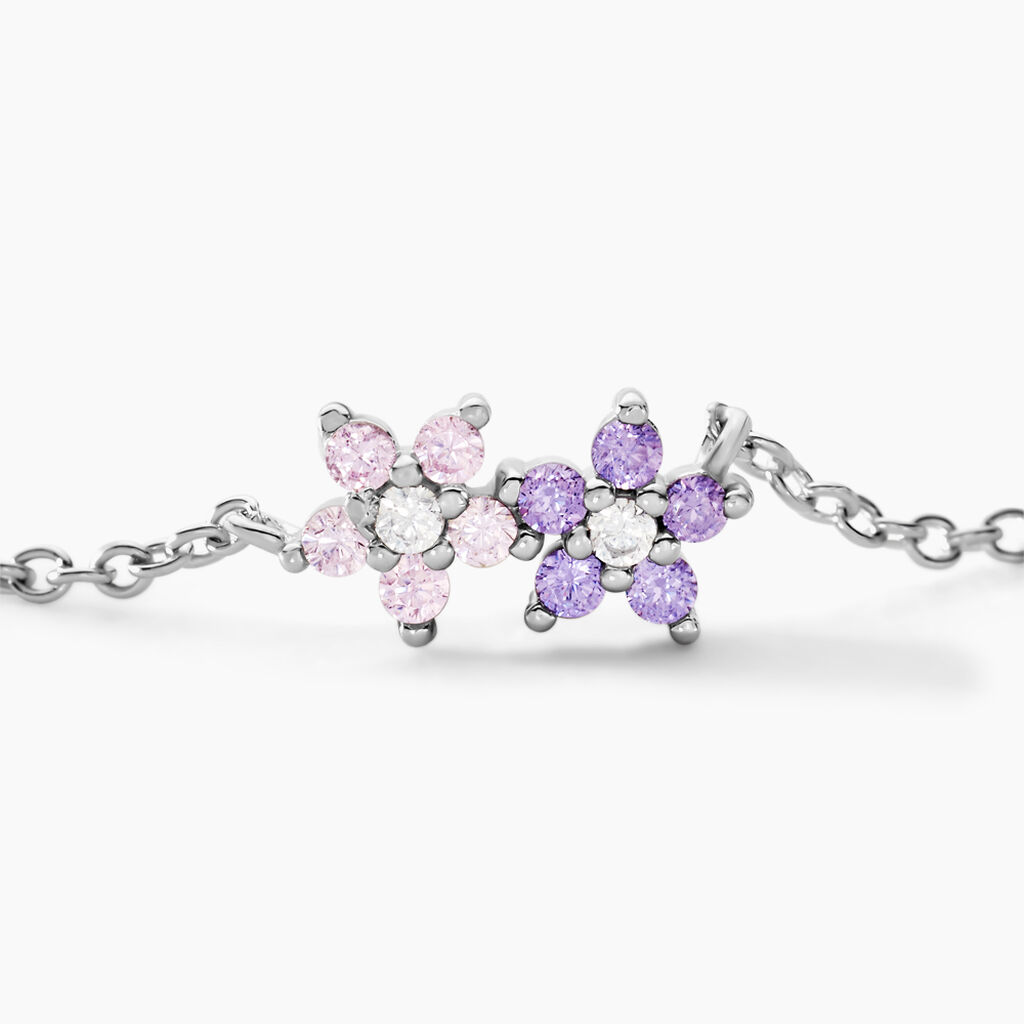 Collier Purple Bloom Argent Blanc Oxyde De Zirconium - Colliers fantaisie Femme | Histoire d’Or