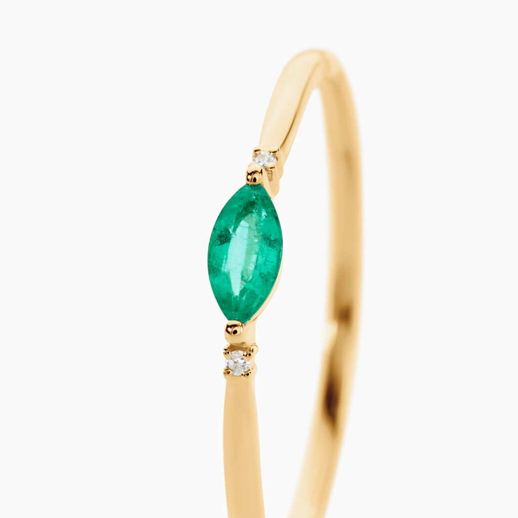 Bague Pr&eacute;cieuses Nuances Or Jaune Emeraude Diamant - Bagues solitaires Femme | Histoire d&rsquo;Or
