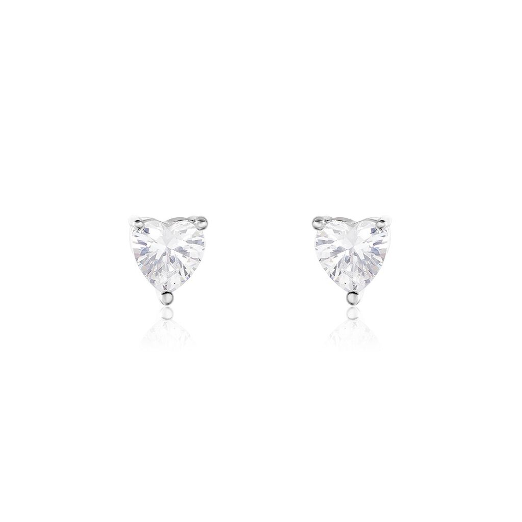 Boucles D'oreilles Puces Breana Argent Blanc Oxyde De Zirconium - Boucles d'oreilles fantaisie Femme | Histoire d’Or