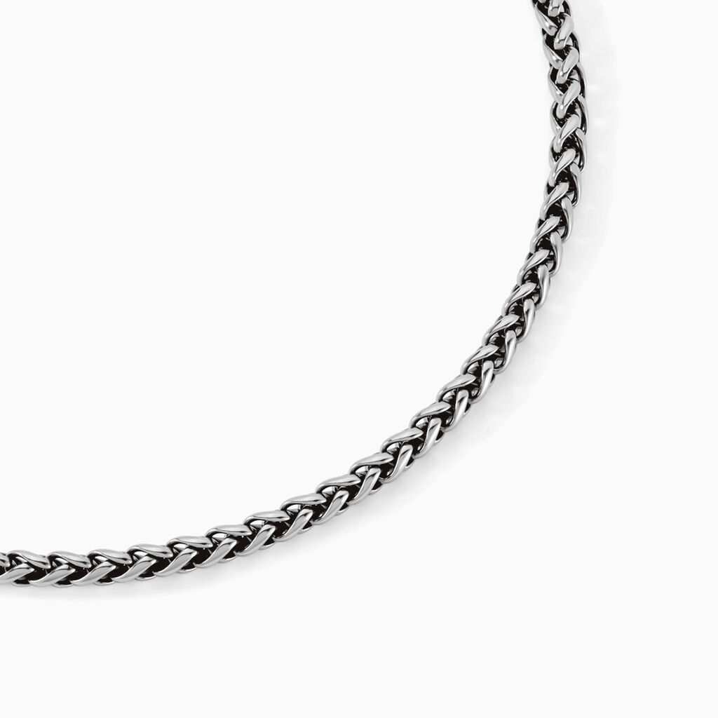Collier Raph Maille Palmier Acier Gris - Colliers fantaisie Homme | Histoire d’Or