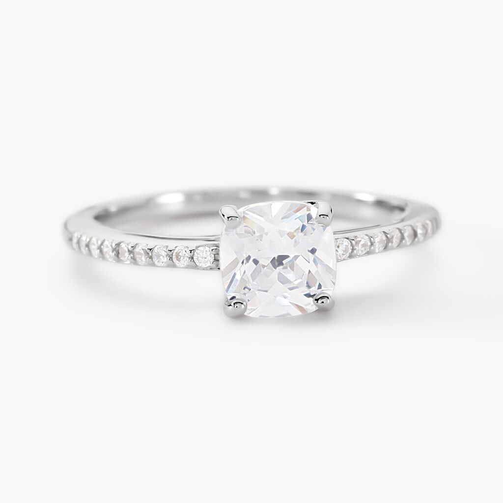 Bague Solitaire Celina Argent Blanc Oxyde De Zirconium - Bagues solitaires Femme | Histoire d&rsquo;Or