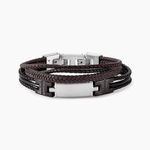 Bracelet Jourdan Thasos Cuir Noir Et Marron - Bracelets Homme | Histoire d&rsquo;Or