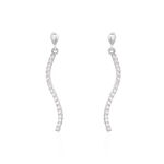 Boucles D'oreilles Pendantes Torsade Or Blanc Oxyde De Zirconium - Boucles d'oreilles pendantes Femme | Histoire d&rsquo;Or