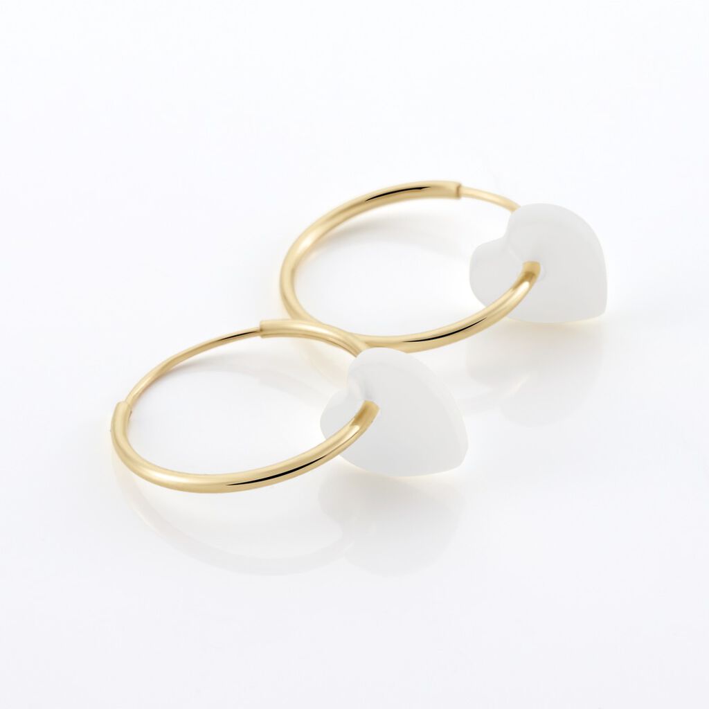 Creoles Or Jaune Vicenze Nacre - Boucles d'oreilles cr&eacute;oles Enfant | Histoire d&rsquo;Or