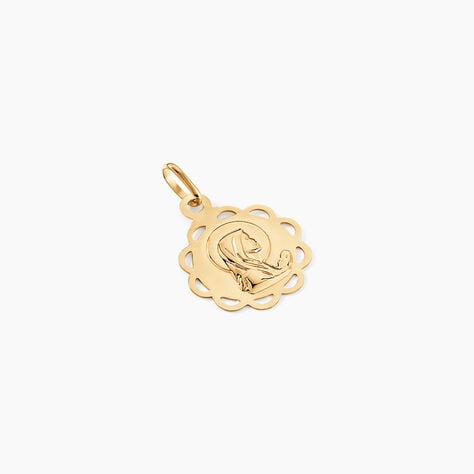 Pendentif Vierge Rond Dentelle Or Jaune - Pendentifs Baptême Famille | Histoire d’Or