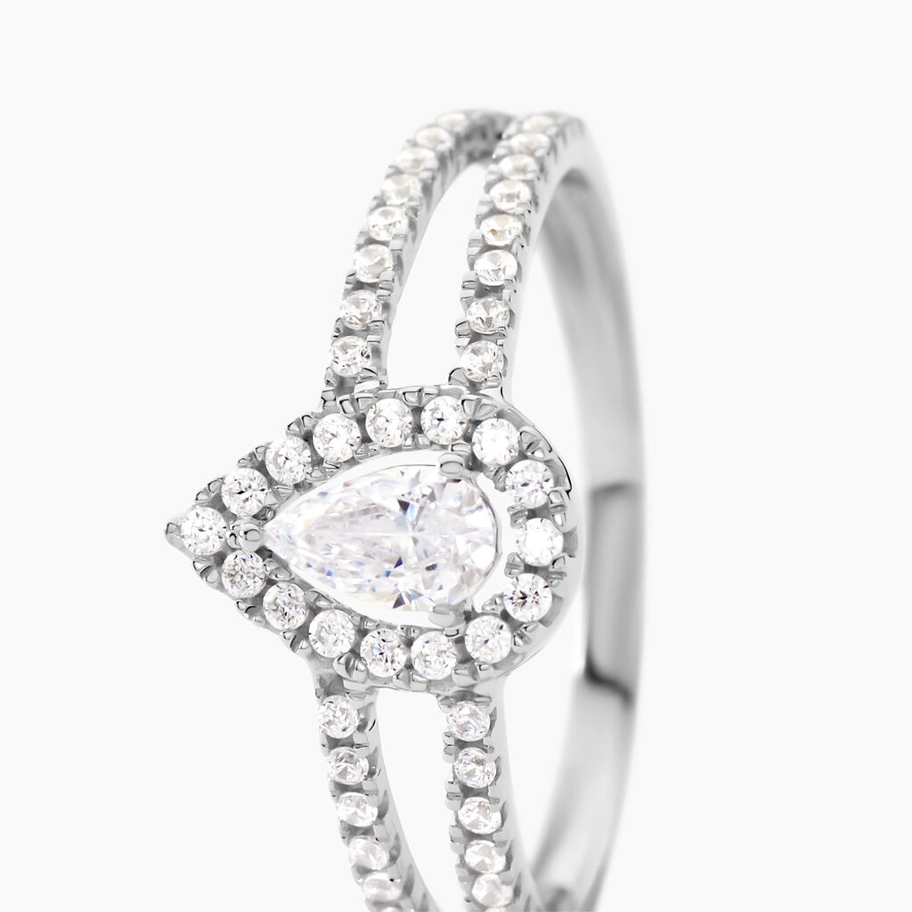 Bague Hildana Or Blanc Oxyde De Zirconium - Bagues solitaires Femme | Histoire d&rsquo;Or