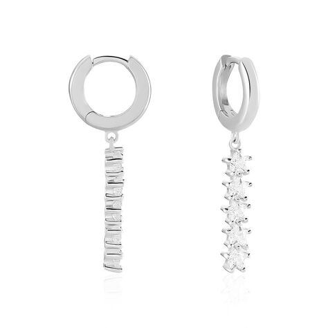 Créoles Teris Argent Blanc Oxyde De Zirconium - Boucles d'Oreilles Etoile Femme | Histoire d’Or