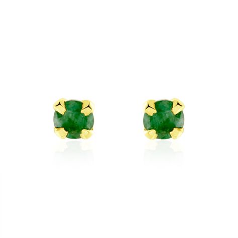 Boucles D'oreilles Puces Jardin Serti Griffe Or Jaune Emeraude - Clous d'oreilles Femme | Histoire d’Or