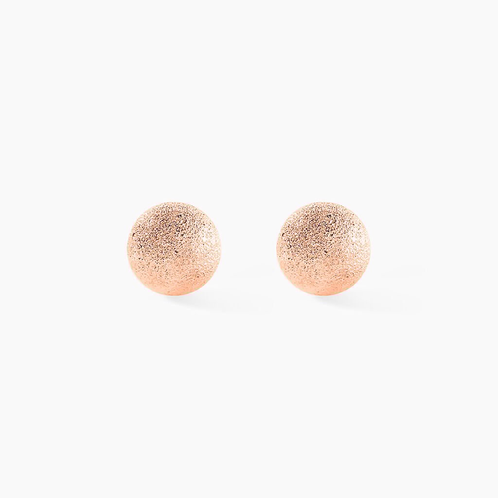 Boucles D'oreilles Puces Fidelia Boule Sablee Or Rose - Clous d'oreilles Femme | Histoire d&rsquo;Or