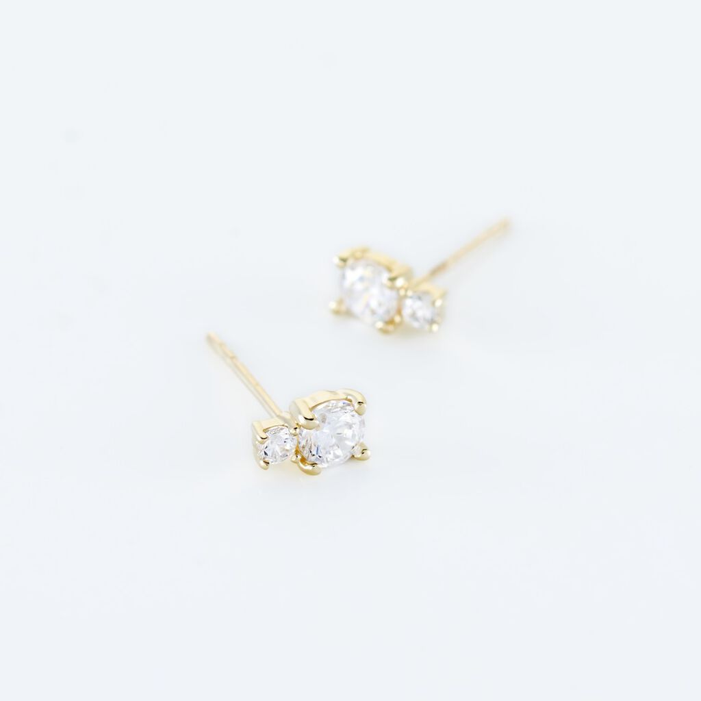Boucles D'oreilles Puces Constancia Or Jaune Oxyde De Zirconium - Clous d'oreilles Femme | Histoire d’Or