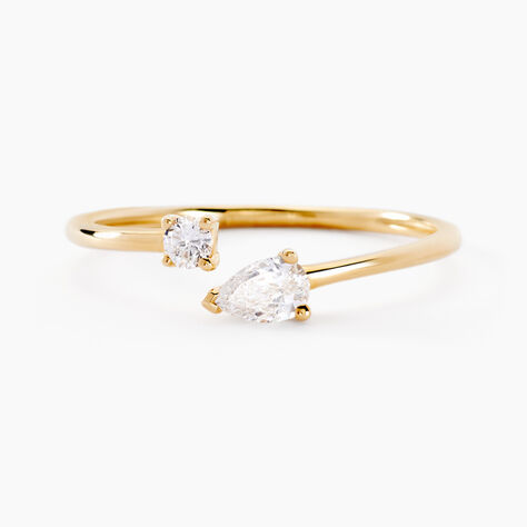 Bague Kirstin Or Jaune Diamant Synth&eacute;tique - Bagues solitaires Femme | Histoire d&rsquo;Or