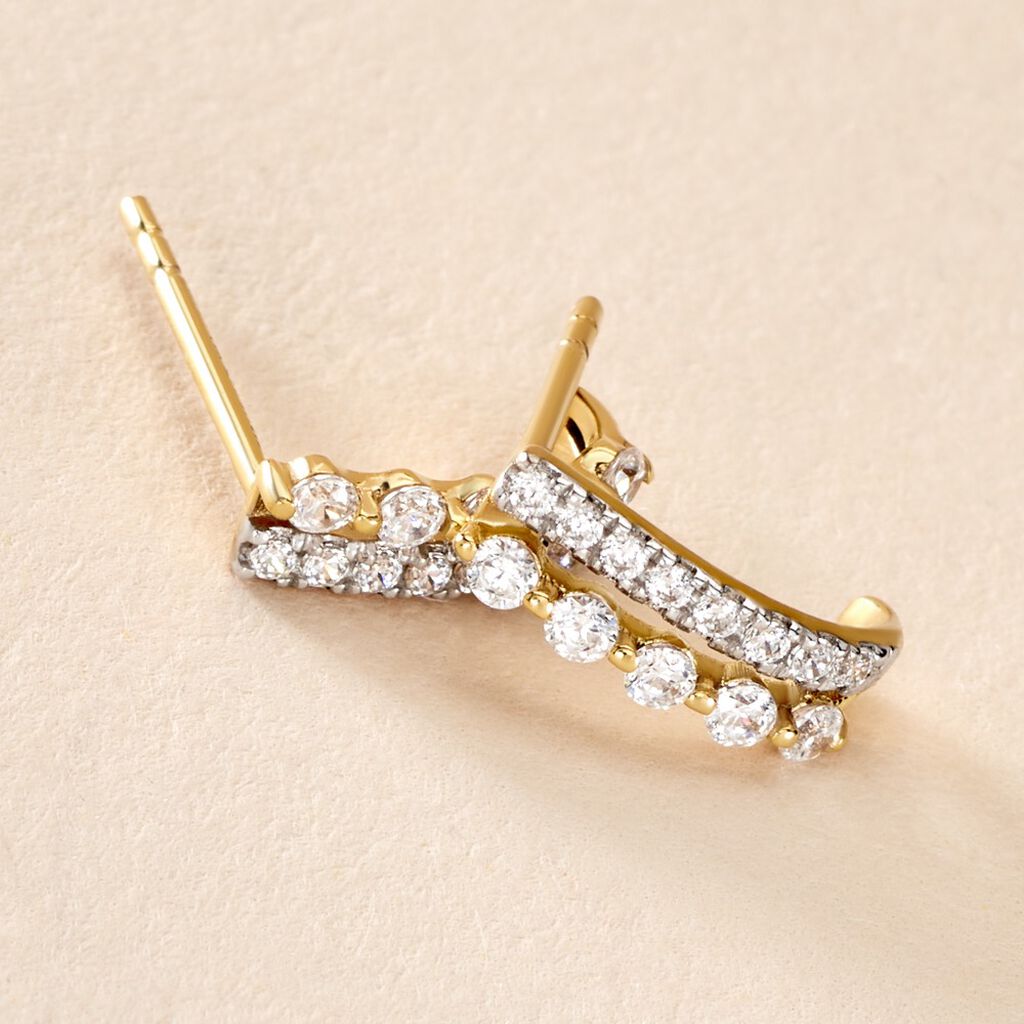 Créoles The Crown Or Jaune Oxyde De Zirconium - Boucles d'oreilles créoles Femme | Histoire d’Or