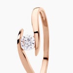 Bague Solitaire Camilia Or Rose Oxyde De Zirconium - Bagues solitaires Femme | Histoire d&rsquo;Or