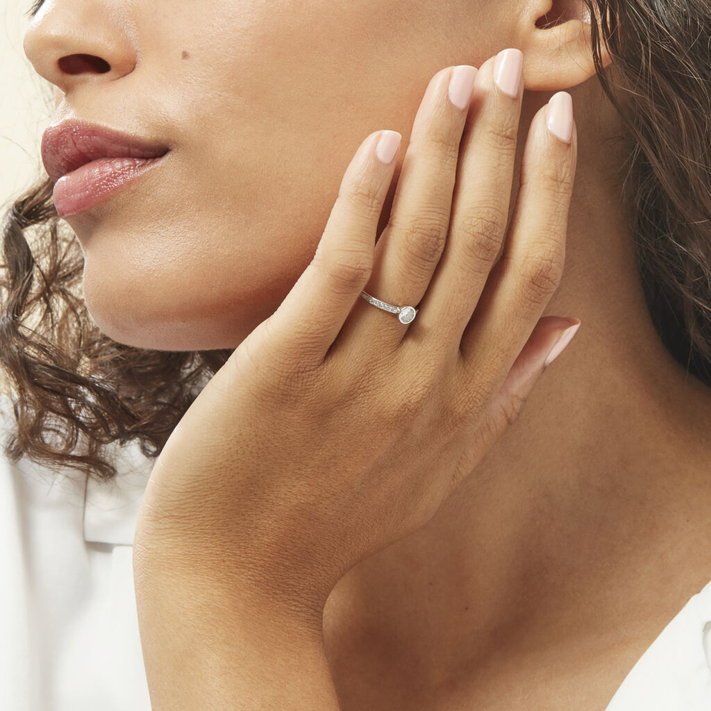 Bague Solitaire Mathylda Argent Blanc Oxyde De Zirconium - Bagues solitaires Femme | Histoire d’Or
