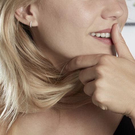 Créoles Andgelina Rondes Or Blanc Oxyde De Zirconium - Boucles d'oreilles créoles Femme | Histoire d’Or