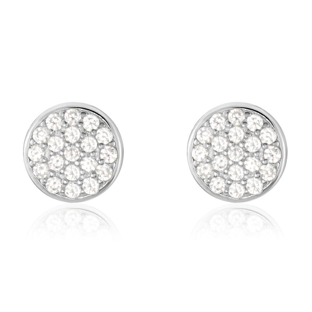 Boucles D'oreilles Puces Argent Blanc Victorin Oxydes De Zirconium - Boucles d'oreilles fantaisie Femme | Histoire d’Or