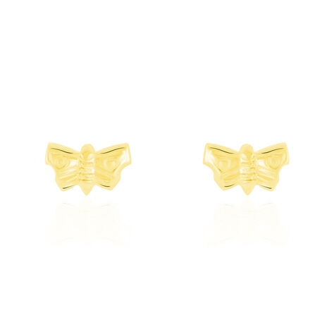 Boucles D'oreilles Puces Bartholomee Papillon Or Jaune - Clous d'oreilles Femme | Histoire d’Or