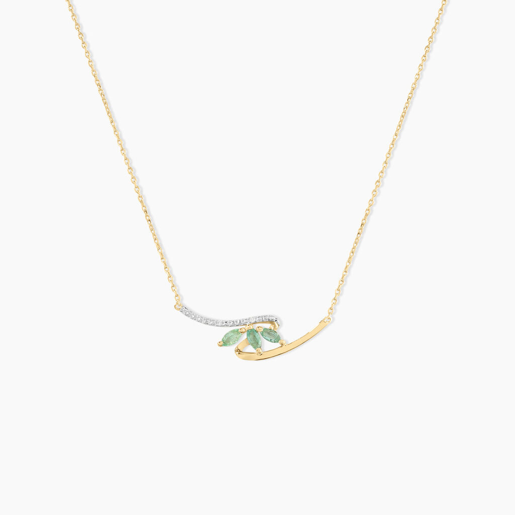 Collier Or Jaune Caetlin Emeraude Diamants - Colliers Femme | Histoire d’Or