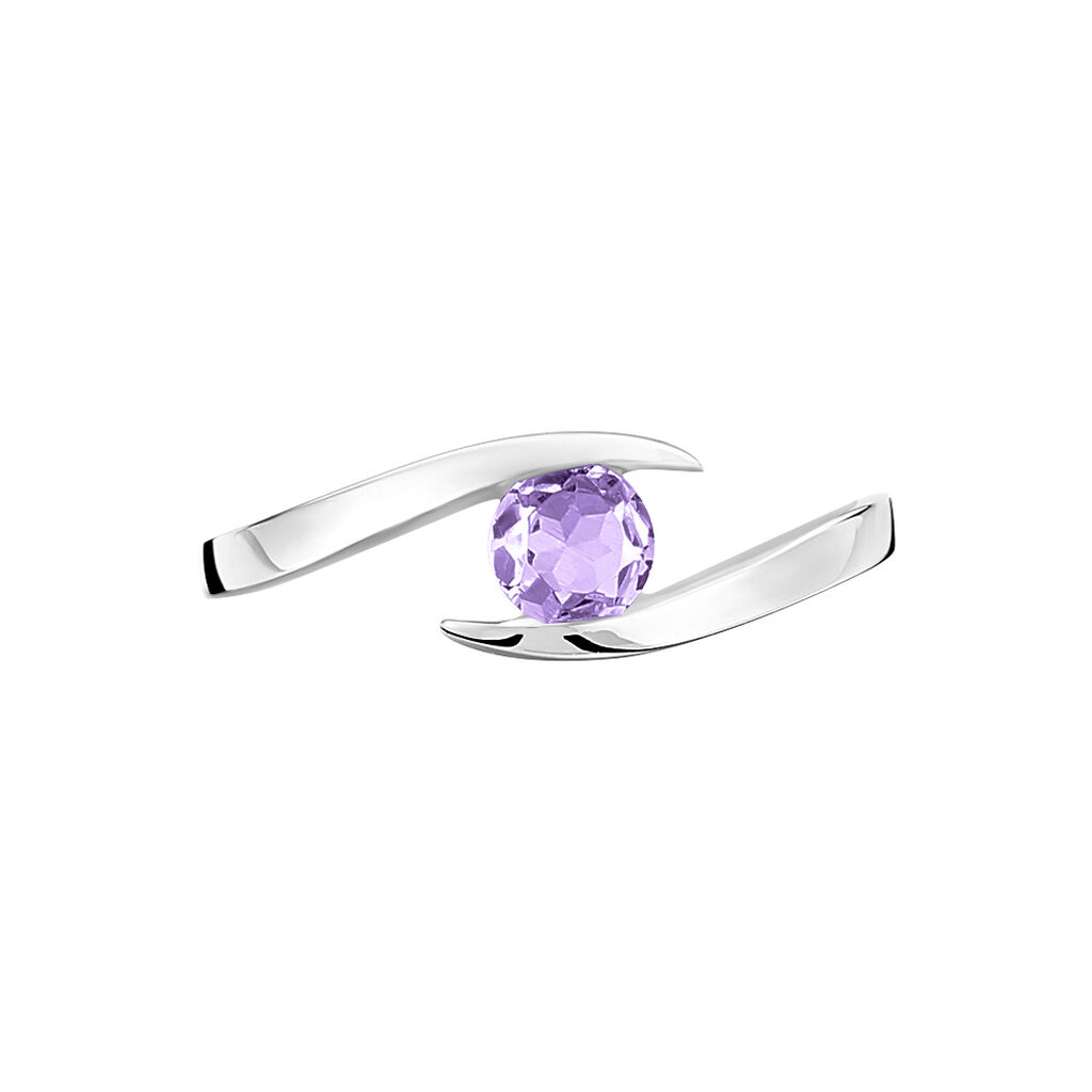 Bague Tiphaine Or Blanc Amethyste - Bagues solitaires Femme | Histoire d’Or