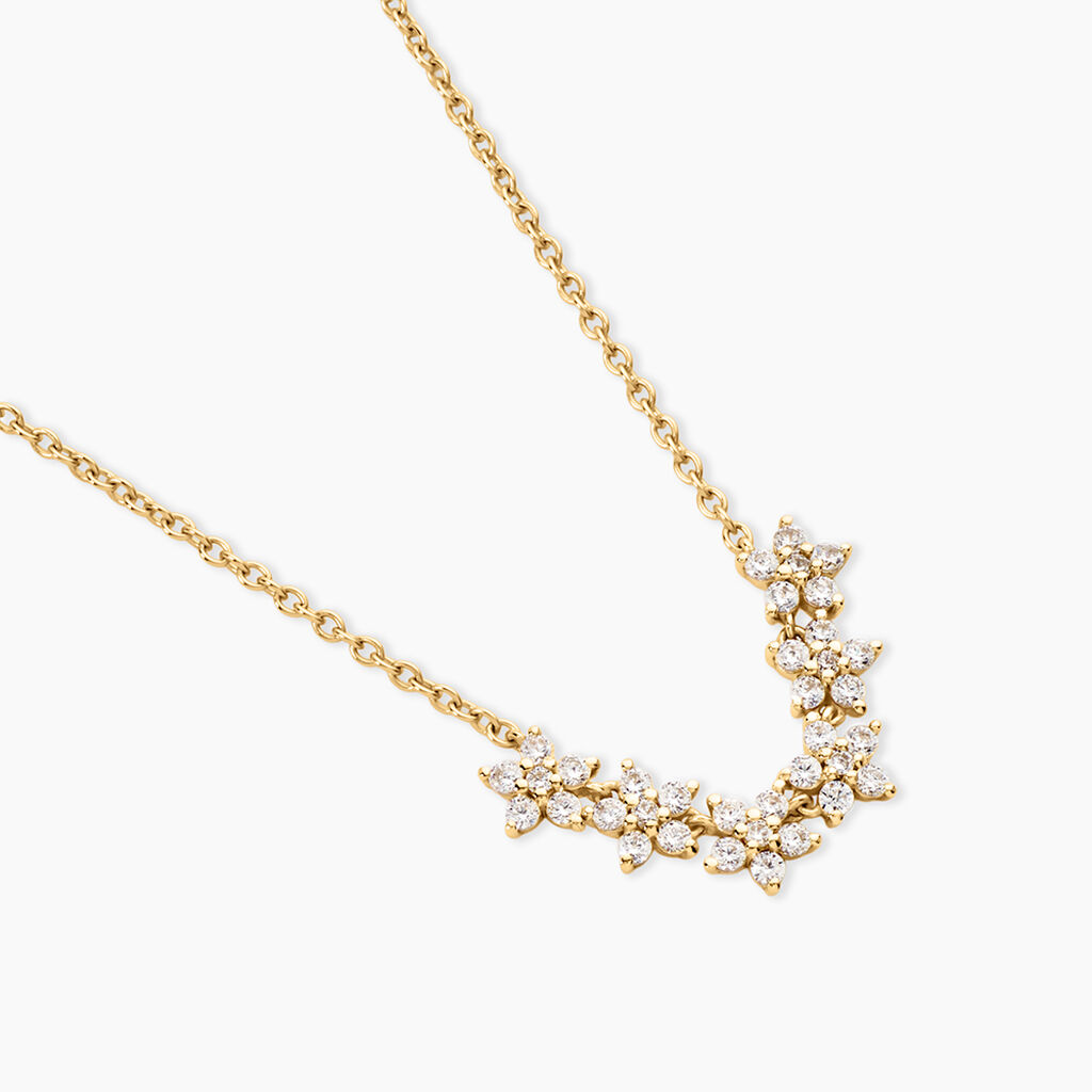 Collier Bedros Argent Dor&eacute; A L'Or 750/1000 Oxyde De Zirconium - Colliers Femme | Histoire d&rsquo;Or