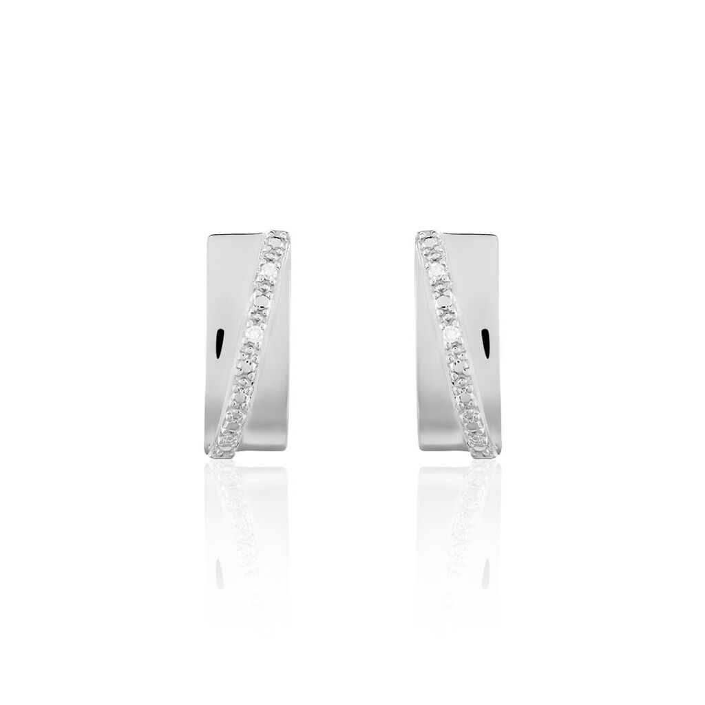 Créoles Timira Rondes Or Blanc Diamant - Boucles d'oreilles créoles Femme | Histoire d’Or