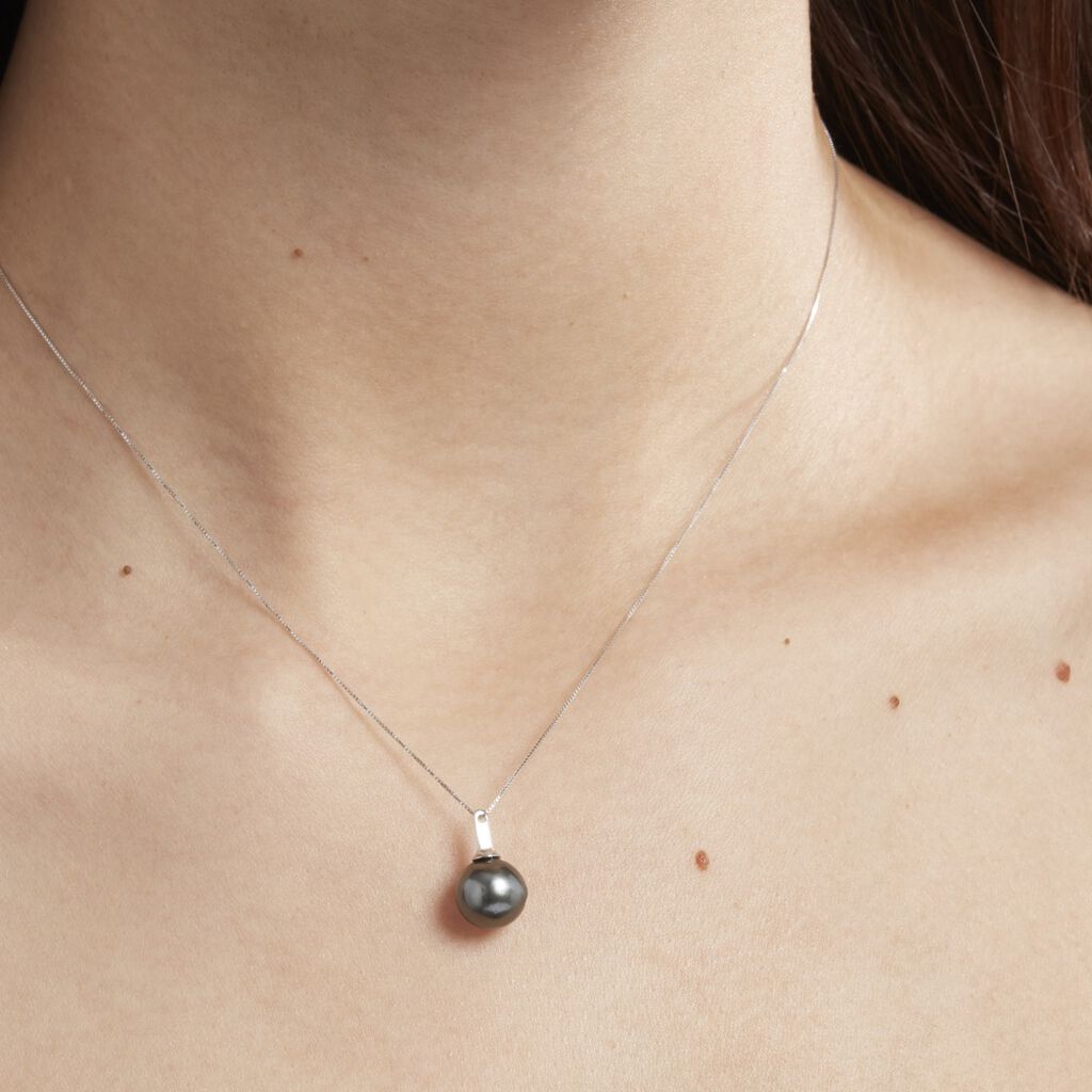 Collier Semi-baroque Or Blanc Perle De Culture De Tahiti - Colliers Femme | Histoire d’Or