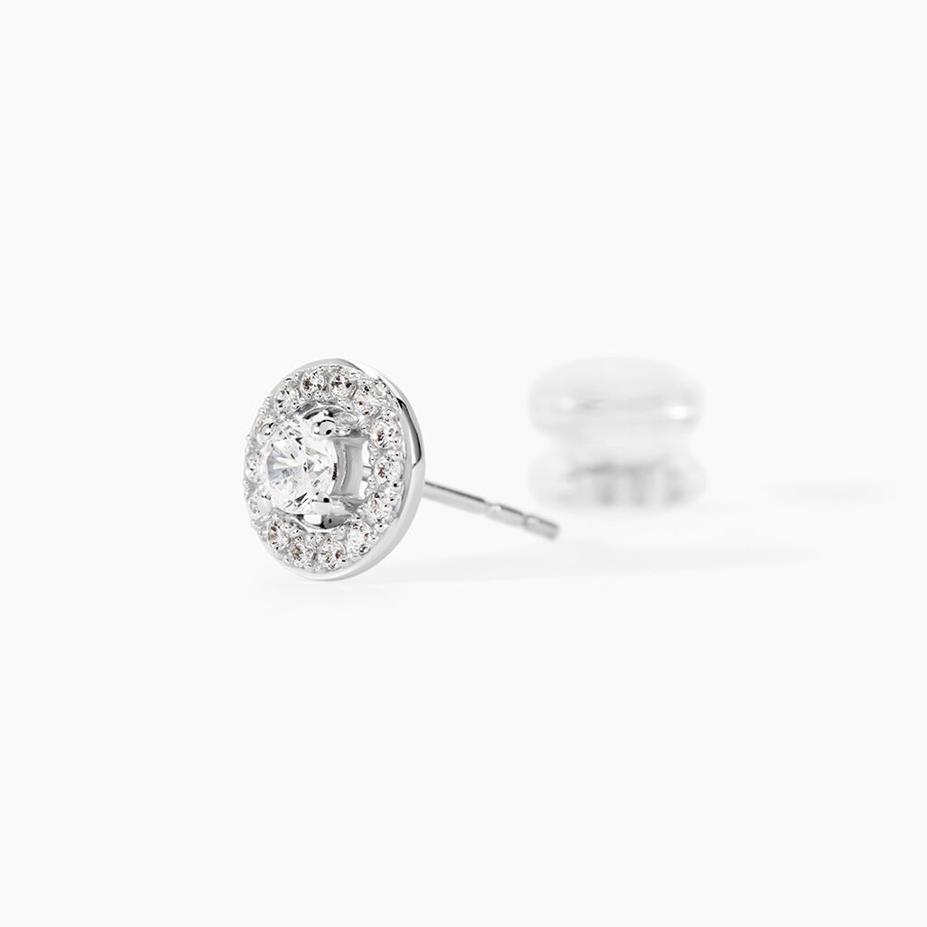 Boucles D'oreilles Puces Star Or Blanc Oxyde De Zirconium - Clous d'oreilles Femme | Histoire d&rsquo;Or