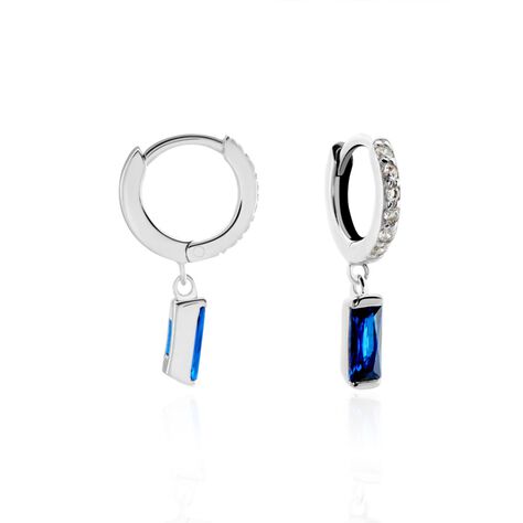 Créoles Argent Blanc Irenion Oxydes De Zirconium - Boucles d'oreilles créoles Femme | Histoire d’Or