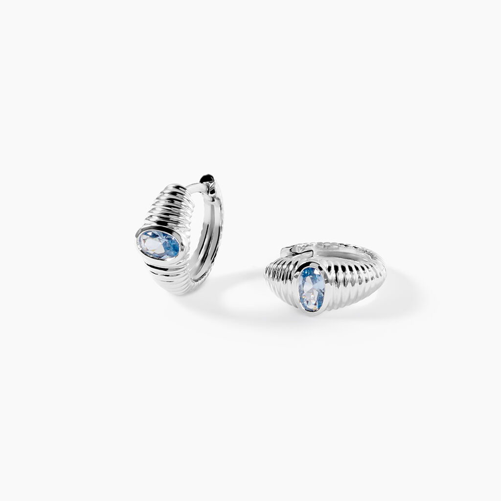 Cr&eacute;oles Elowen Argent Blanc Pierre De Synthese - Boucles d'oreilles cr&eacute;oles Femme | Histoire d&rsquo;Or