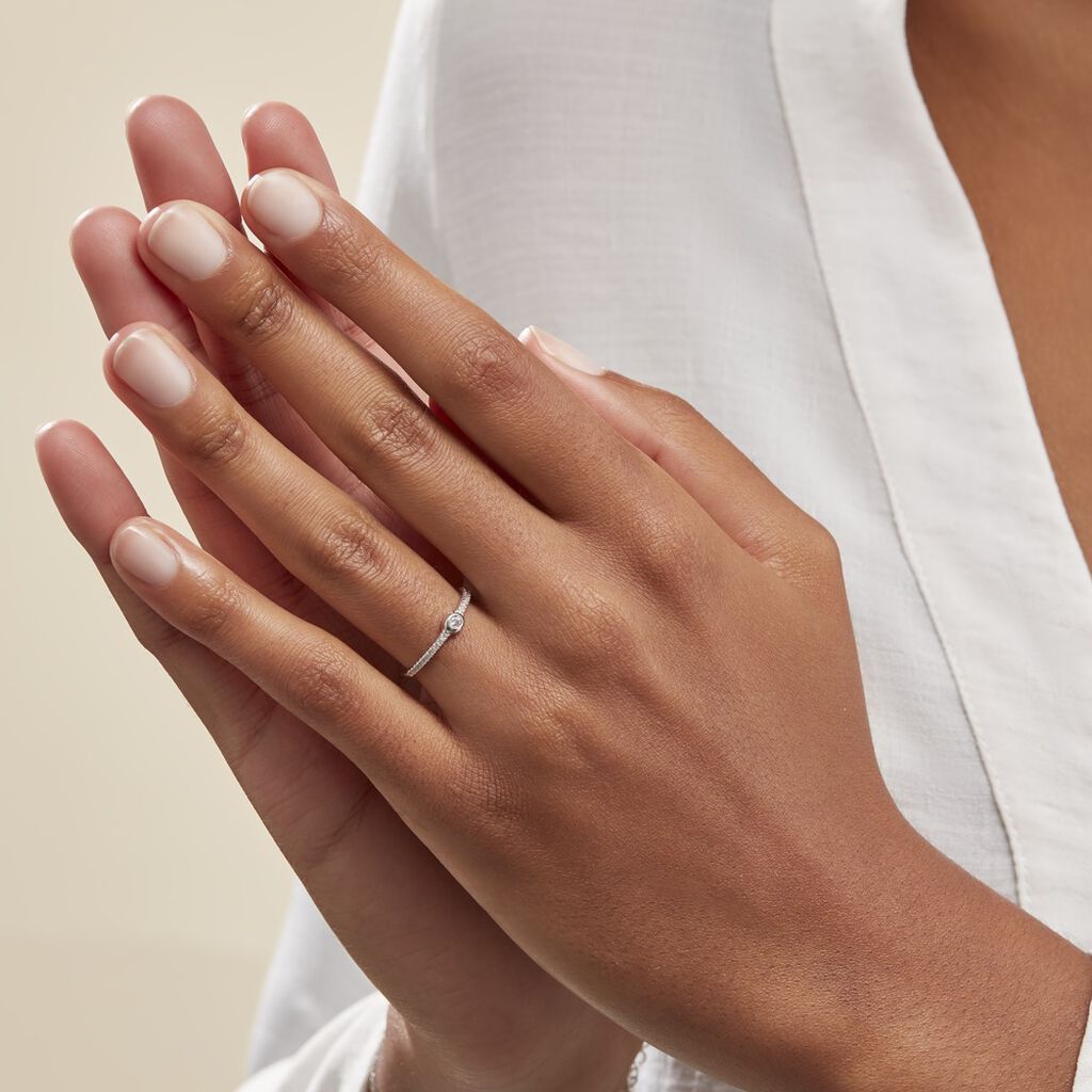 Bague Maryne Argent Blanc Oxyde De Zirconium - Bagues solitaires Femme | Histoire d’Or