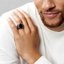Chevalière Zayn Acier Blanc Agate - Bagues solitaires Homme | Histoire d’Or