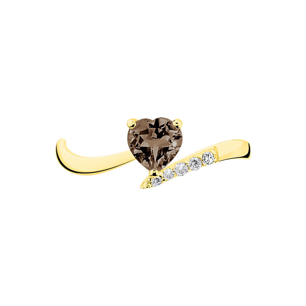 Bague Eva Or Jaune Quartz Et Diamant - Bagues solitaires Femme | Histoire d’Or