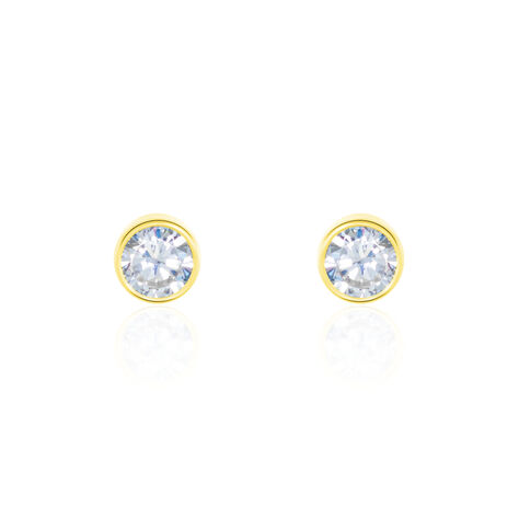 Boucles D'oreilles Puces Elda Serti Clos Or Jaune Oxyde De Zirconium - Clous d'oreilles Femme | Histoire d’Or
