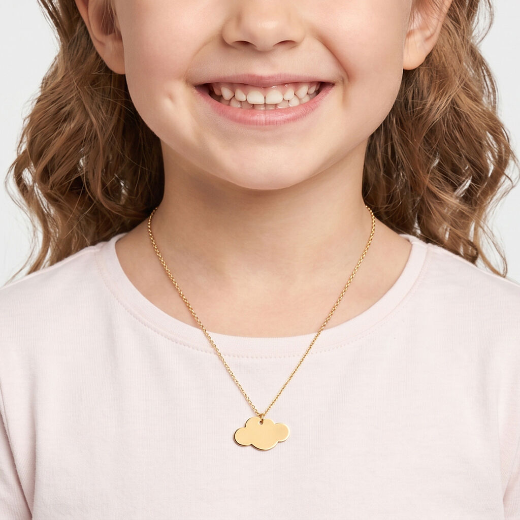 Collier Helenia Nuage Gravable Or Jaune - Bijoux sans pierre Enfant | Histoire d&rsquo;Or