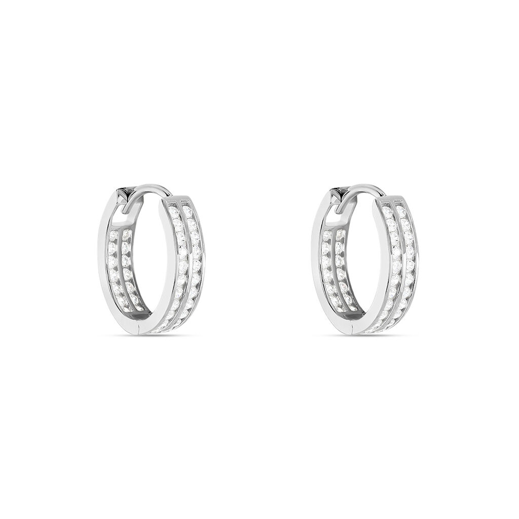 Créoles Argent Blanc Taki Oxydes De Zirconium - Boucles d'oreilles créoles Femme | Histoire d’Or