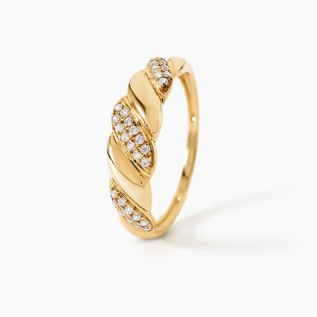 Bague Andriy Argent Dor&eacute; A L'Or 750/1000 Oxyde De Zirconium - Bagues avec pierre Femme | Histoire d&rsquo;Or