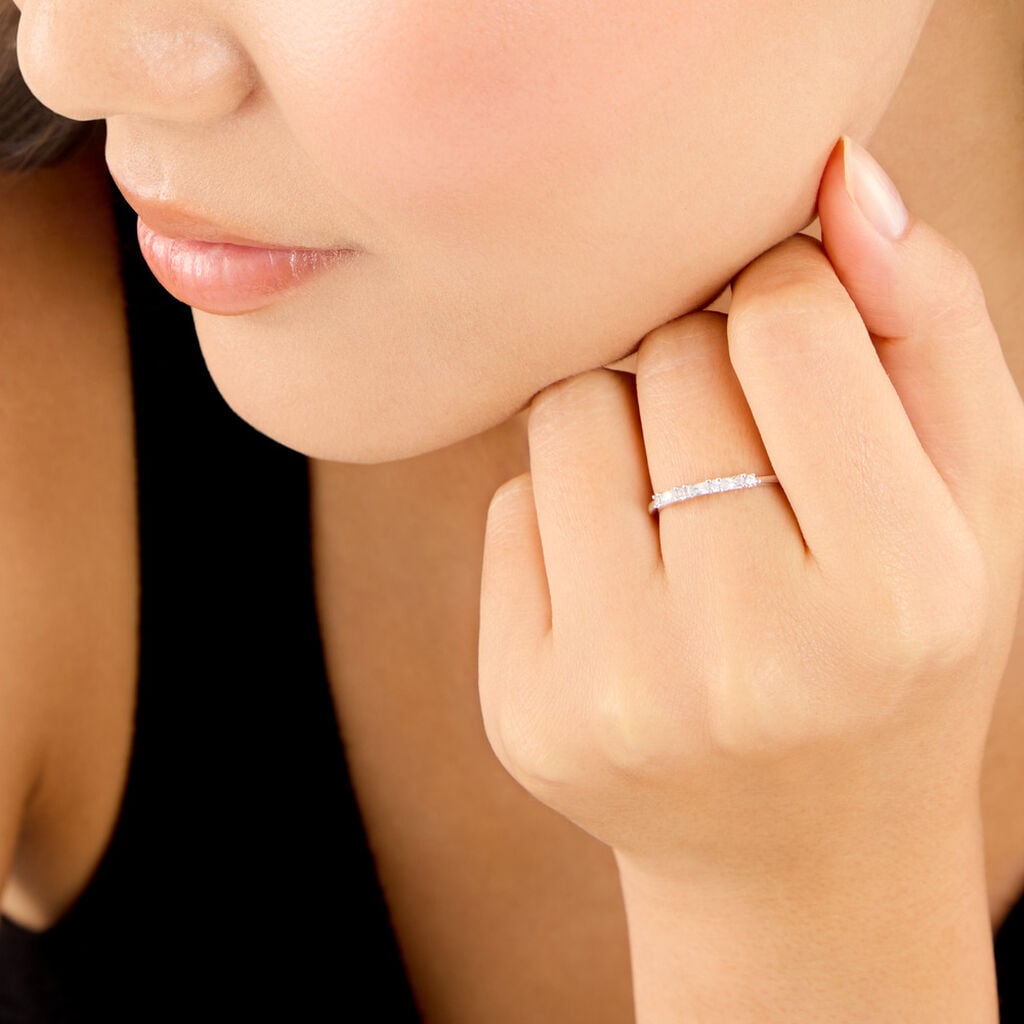 Bague Facettes Argent Blanc Oxyde De Zirconium - Bagues avec pierre Femme | Histoire d&rsquo;Or