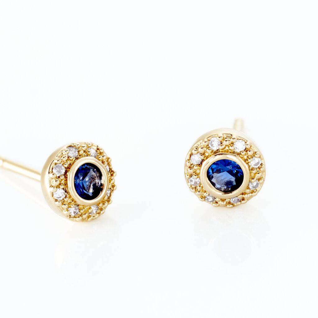 Boucles D'oreilles Puces Plaqué Or Eugenie Pierre Synthétique - Boucles d'oreilles fantaisie Femme | Histoire d’Or
