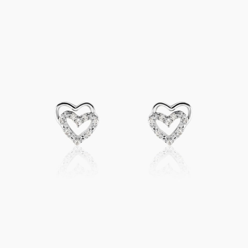 Boucles D'oreilles Puces Aoki Argent Blanc Oxyde De Zirconium - Boucles d'oreilles fantaisie Femme | Histoire d’Or