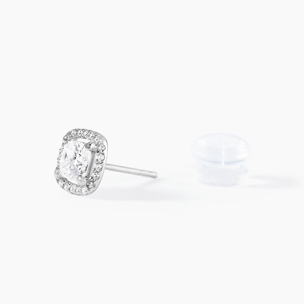 Boucles D'oreilles Puces Adrienne Or Blanc Oxyde De Zirconium - Clous d'oreilles Femme | Histoire d’Or